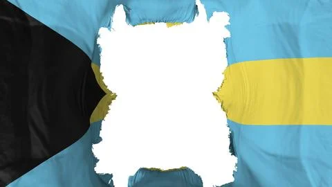 Ripped Bahamas flying flag, over white background, 3d rendering Stock Illustration