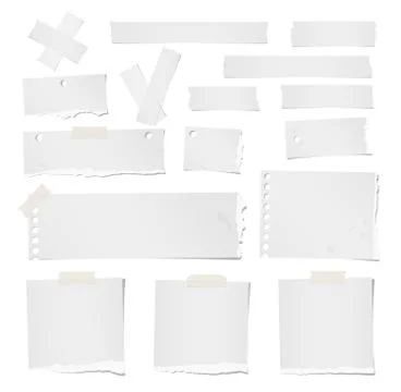 Ripped blank note, notebook, adhesive, masking tape paper for text or message Stock Illustration