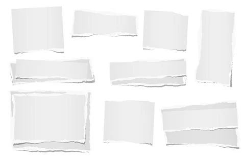 Ripped blank note, notebook stacked paper strips for text or message stuck on Stock Illustration