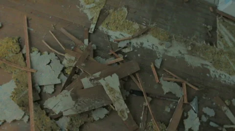 Ripped up carpet scraps Stock Footage 753406