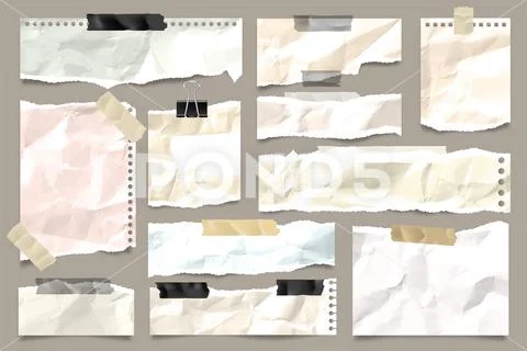 Ripped paper strips realistic crumpled Royalty Free Vector