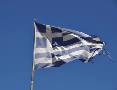 Ripped flag of greece Stock Photos