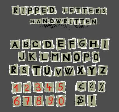 Ripped Letters Handwritten Stock Illustration