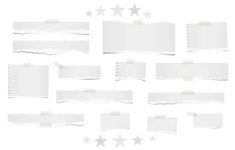 Ripped lined and blank note, notebook paper strips for text or message stuck Stock Illustration