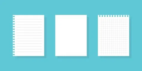 Ripped liner, black and squared notepad paper sheets. Isolated vector set ill Stock Illustration