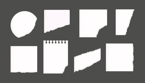 Ripped note papers vector illustrations collection. Set for diary, notepad Stock Illustration