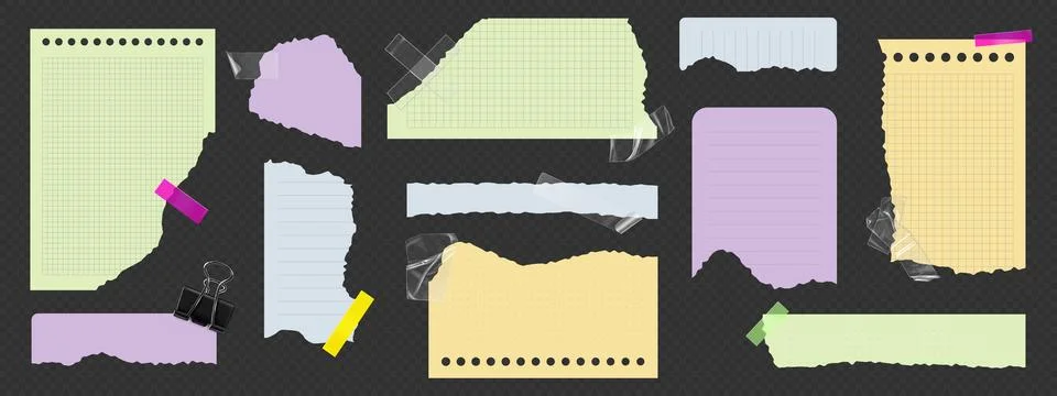 Ripped notebook paper strips Stock Illustration