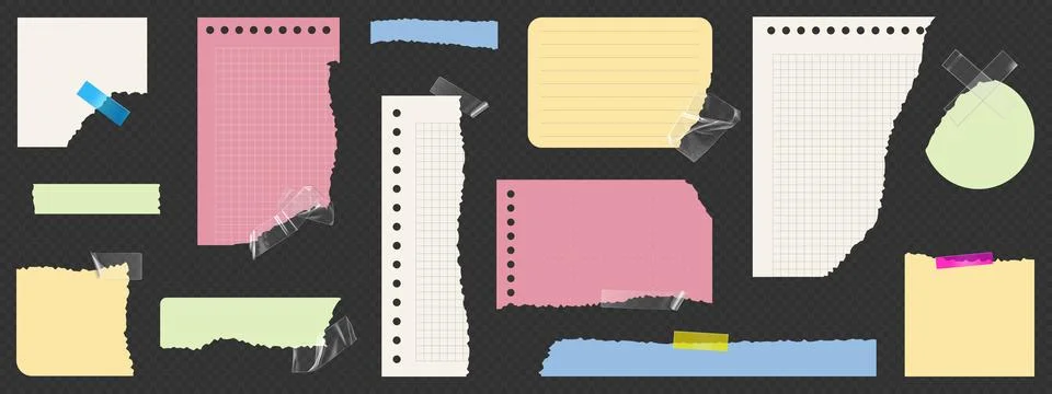 Ripped notebook paper strips Stock Illustration
