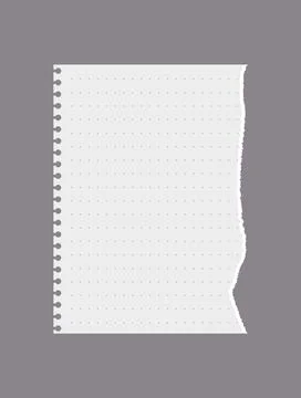 Ripped notebook piece of paper with dots, realistic vector illustration isolated Stock Illustration