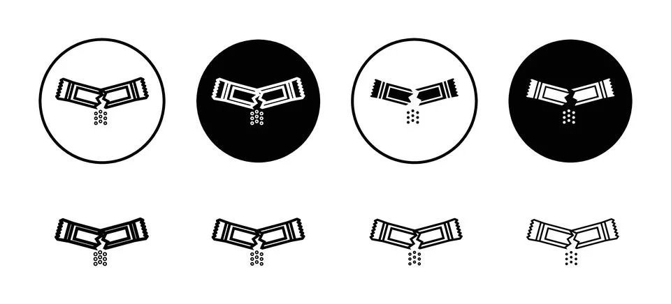 Ripped packet sugar vector icon set collection. Ripped packet sugar Outline.. Stock Illustration