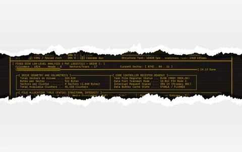Ripped paper with code underneath Stock Illustration