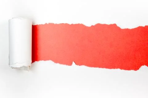 Ripped paper, space for copy. Red background Stock-Fotos