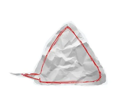 Ripped paper speech bubble triangle form. Vector torn chat triangular balloon. Stock Illustration