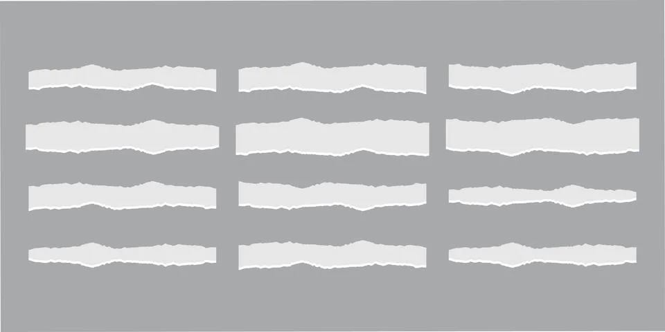Ripped Paper Strips Set Torn Edge Video Overlay Vector Stock Illustration