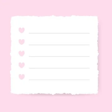 Ripped piece of paper, note, notebook to-do. Stock Illustration