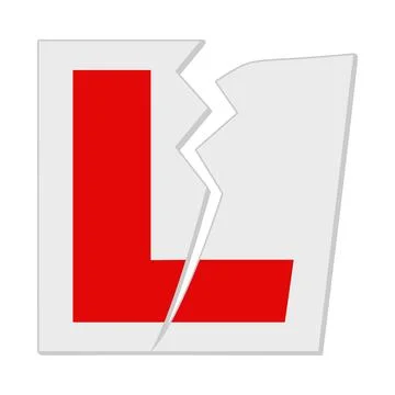 Ripped Red And White L Plate Driver Concept Vector Stock Illustration