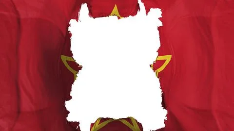 Ripped Soviet Union flying flag, over white background, 3d rendering Stock Illustration