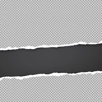 Ripped squared grey paper for text or message are on black background. Vector Stock Illustration