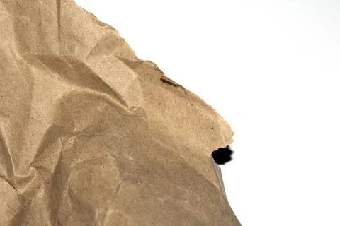 Ripped Up Torn Cardboard Box Packaging with Ridges on White Background Stock Photos