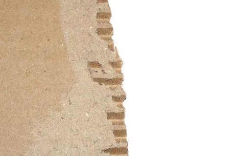 Ripped Up Torn Cardboard Box Packaging with Ridges on White Background Stock Photos