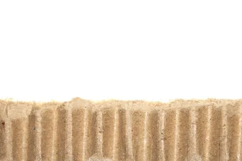 Ripped Up Torn Cardboard Box Packaging with Ridges on White Background Stock Photos