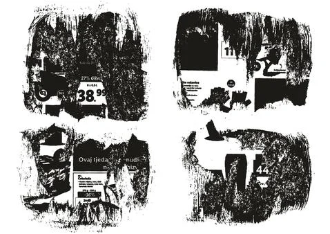 Ripped &amp; Torn Paper Background Grunge Punk Style High Detail Abstract Vector Set Stock Illustration