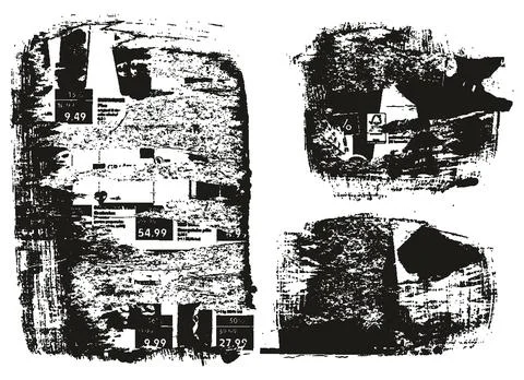 Ripped &amp; Torn Paper Background Mix Grunge Punk Style High Detail Abstract Vector Stock Illustration