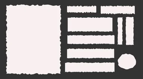 Ripped torn paper edges collection ragged blank notepad sheets Stock Illustration