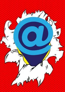 Ripped torn posters grunge texture background with At sign, E-Mail, mail inte Stock Illustration