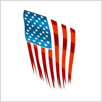 Ripped US flag on white background. National holiday of the USA. Stock Illustration