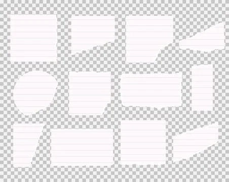 Ripped white lined, scetchbook, math note, notebook paper pieces vector Illustrazione stock