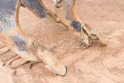 Ripper of tracks sugarcane harvester. Stock Photos