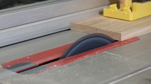 Ripping a board on a Table saw Stock Footage 140066370