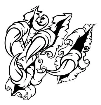 Ripping Tearing Monster Dinosaur Eagle Claw Talons Stock Illustration