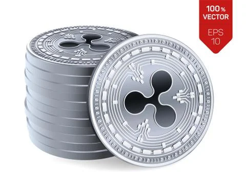 Ripple. 3D isometric Physical coins. Digital currency. Cryptocurrency. Stack  Stock Illustration