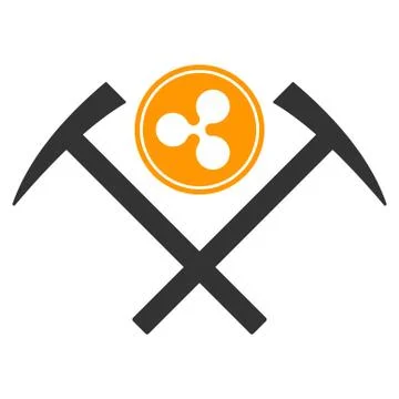 Ripple Coin Mining Hammers Flat Icon イラスト素材