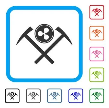 Ripple Coin Mining Hammers Framed Icon イラスト素材