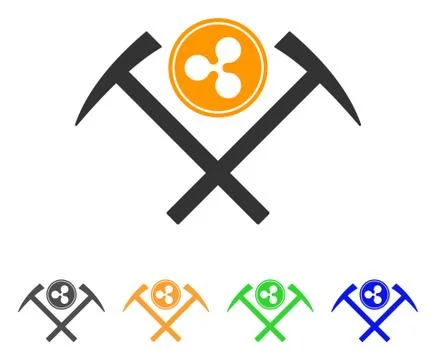 Ripple Coin Mining Hammers Vector Icon Stock Illustration