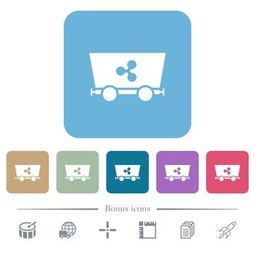 Ripple criptocurrency mining flat icons on color rounded square backgrounds Stock Illustration