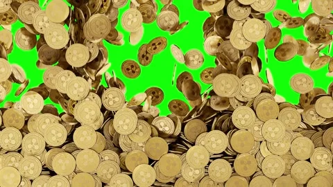 Ripple crypto coins falling down green screen animation. Vídeo Stock 278650725