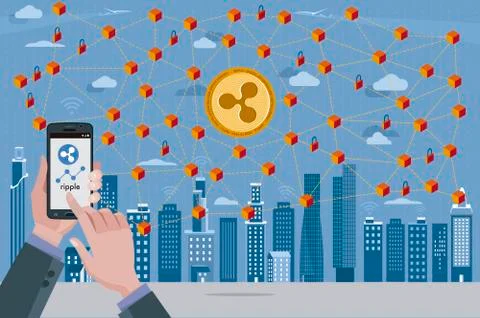 Ripple Cryptocurrency and Blockchain Network Stock Illustration