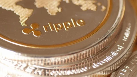 Ripple cryptocurrency coin rotating, macro 스톡 동영상 88424555