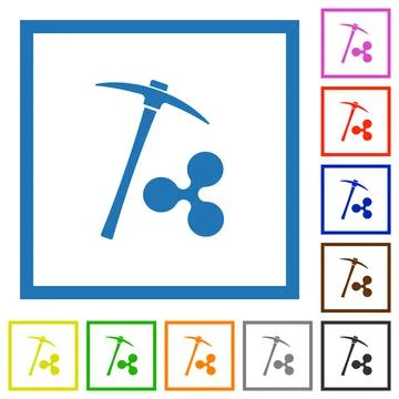 Ripple cryptocurrency mining flat framed icons Stock-Illustration