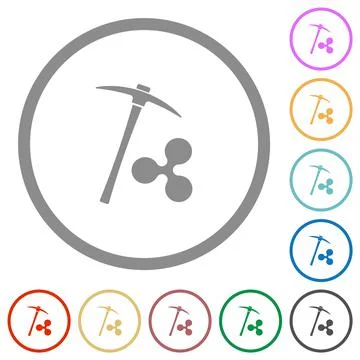 Ripple cryptocurrency mining flat icons with outlines Stock-Illustration