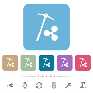 Ripple cryptocurrency mining flat icons on color rounded square backgrounds Stock-Illustration