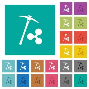 Ripple cryptocurrency mining square flat multi colored icons Stock-Illustration
