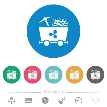 Ripple cryptocurrency mining with treasure flat round icons Stock-Illustration
