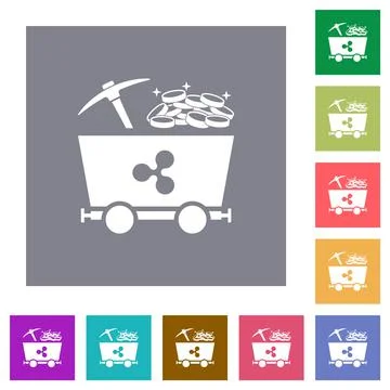 Ripple cryptocurrency mining with treasure square flat icons Stock-Illustration
