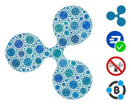 Ripple Currency Mosaic of CoronaVirus Elements Stock Illustration