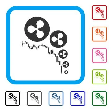 Ripple Deflation Chart Framed Icon Stock Illustration